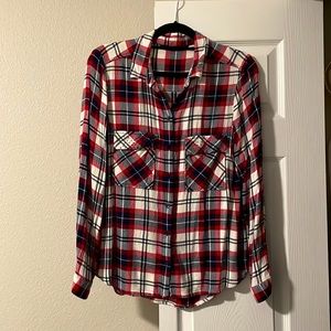 Zara | button up flannel with subtle beading pockets | size L
